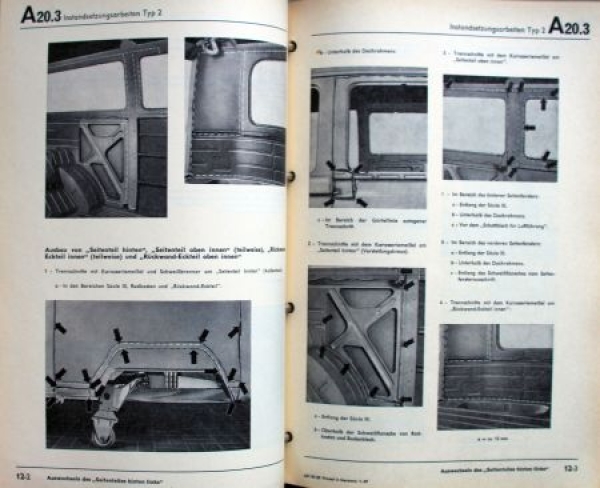 Volkswagen T2 Transporter "Aufbau - Instandsetzungsarbeiten" 1969 Workshop-Manual in original VW-Binder (7964)